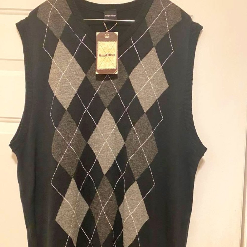 Regal Wear NWT black & gray men sweater vest 3XL